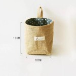 Space-saving Jute Cotton Linen Storage Bag Desktop Basket Hanging Pocket Organizer Toy Cosmetic Sundries Box Decor
