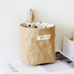 Space-saving Jute Cotton Linen Storage Bag Desktop Basket Hanging Pocket Organizer Toy Cosmetic Sundries Box Decor