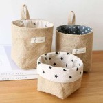 Space-saving Jute Cotton Linen Storage Bag Desktop Basket Hanging Pocket Organizer Toy Cosmetic Sundries Box Decor