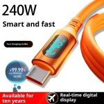 Multi-functional 1Pcs 240W USB Type-C LED Digital Display Cable 6A USB-C Fast Charging Cord Accessories