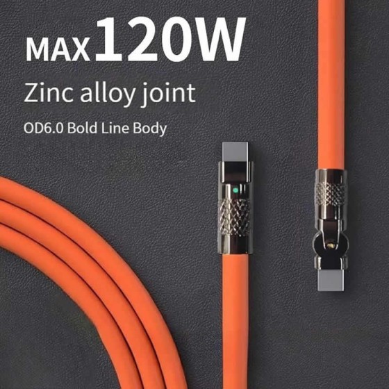 Led 6A 120W USB Super Fast Charging Cable Liquid Silicone Mobile Phone PD Type-C Universal