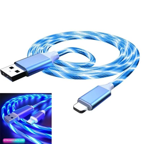 Energy Efficient 1m Fast Charging Cable Glowing LED Type-C Data Flowing Streamer Light USB Universal