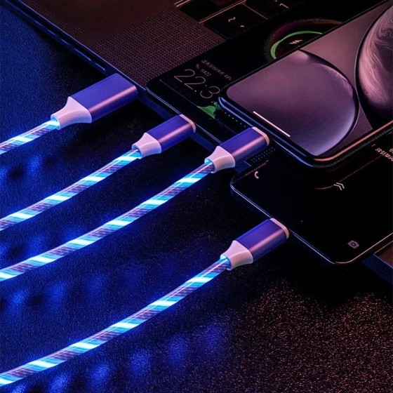 Energy Efficient 1m Fast Charging Cable Glowing LED Type-C Data Flowing Streamer Light USB Universal