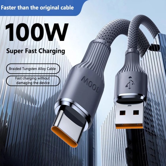 Plug And Play PD 100W 6A Max Type-C USB Super Fast Charging Data Cable Universal