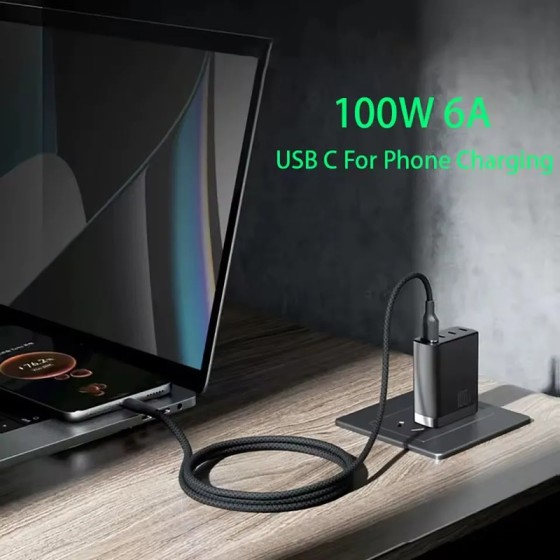 Plug And Play PD 100W 6A Max Type-C USB Super Fast Charging Data Cable Universal