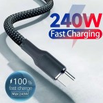 Lightweight Braided 240W Fast Charge PD Cable Quick Charging USB-C Data Cable 1m