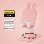 Waterproof Cartoon Rabbit Folding Rotating Mobile Phone Holder Lazy Creative Adjustable Suitable Desk Office Home