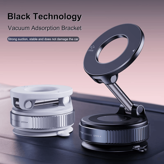 Sleek Design 360° Rotating Vacuum Magnetic Car Phone Holder Model Dashboard Glass Mount Multi-Scenario Automotive Navigation Stand