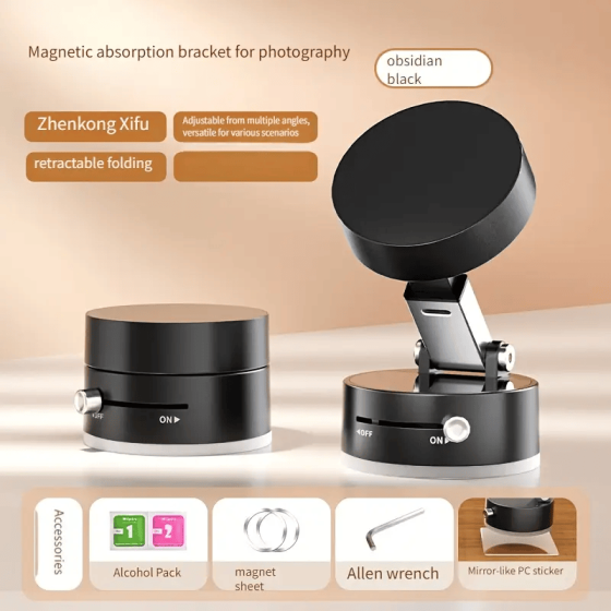 Led Suction Cup Magnetic Phone Holder Lazy Multi-functional Foldable Storage Vacuum