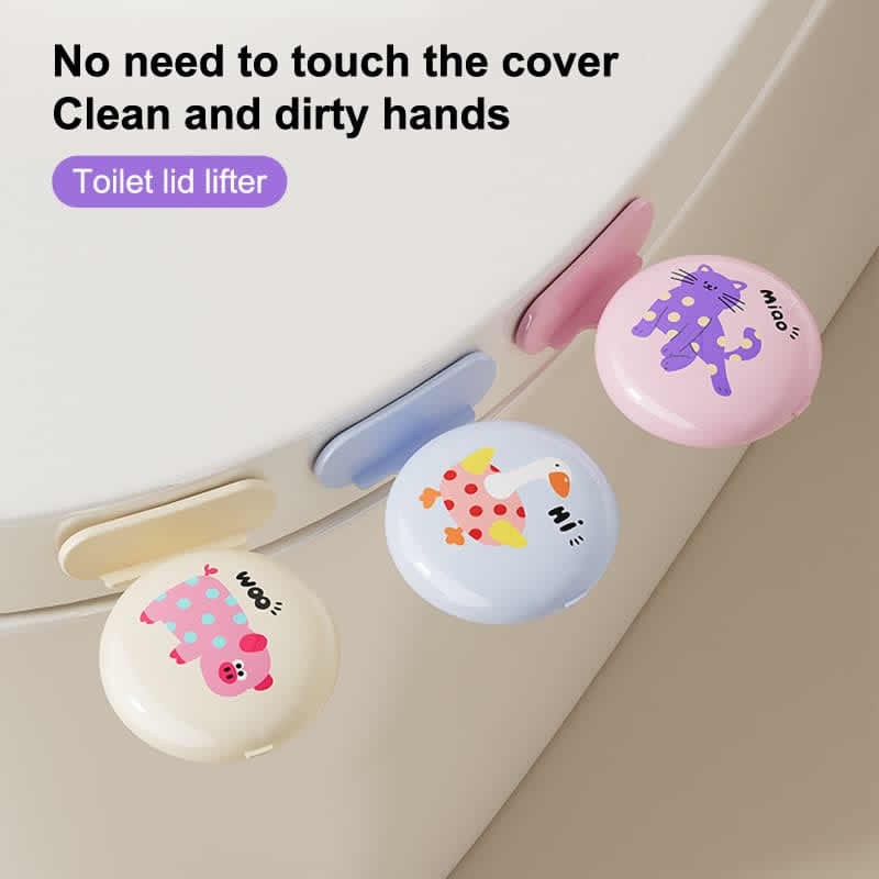 Easy To Clean Punch-Free Cartoon Toilet Seat Lifter Anti-Dirty Cover Handle Avoid Direct Touch Bathroom Accessory
