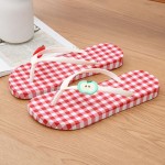 Soothing Cute Non-slip Flat Flip-flops Plaid Color-blocked Women's Sandals Comfortable Lightweight Apple Slippers Summer Beach