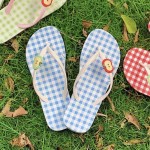 Soothing Cute Non-slip Flat Flip-flops Plaid Color-blocked Women's Sandals Comfortable Lightweight Apple Slippers Summer Beach