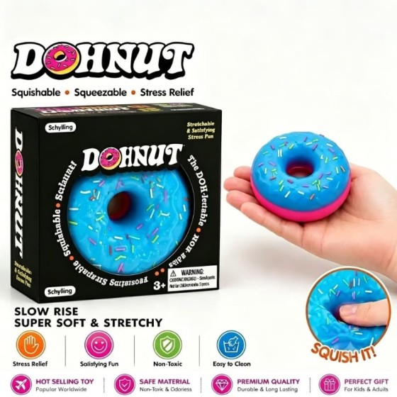 Portable TPR Flour Filled Egg Donut Squishy Stress Cube Soft Squeeze Anti-Anxiety Fidget Toy Portable Relief Gift Adult ADHD Office