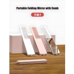 Easy To Install Folding Mirror Comb Portable Travel Pocket Compact Makeup Fine Teeth Purse Outdoor