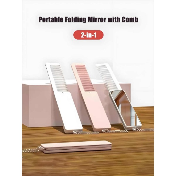 Easy To Install Folding Mirror Comb Portable Travel Pocket Compact Makeup Fine Teeth Purse Outdoor