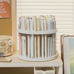 Moisture-proof 360° Rotating Brush Holder White Plastic Organizer Glaze Finish Space-Saving Design Art Brushes Pens Makeup Tools