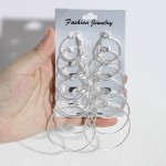 Versatile 6Pairs Hoop Earrings Set Big Circle Jewelry Women Girls Ear Clip Punk Style Fashion Accessories