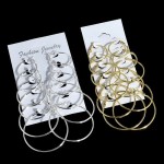 Versatile 6Pairs Hoop Earrings Set Big Circle Jewelry Women Girls Ear Clip Punk Style Fashion Accessories