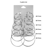 Versatile 6Pairs Hoop Earrings Set Big Circle Jewelry Women Girls Ear Clip Punk Style Fashion Accessories