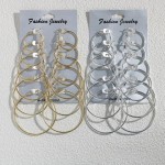 Versatile 6Pairs Hoop Earrings Set Big Circle Jewelry Women Girls Ear Clip Punk Style Fashion Accessories