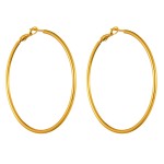 Elegant Gold Silver Plated Smooth Round Circle Big Hoop Earrings Women Size cm Stainless Steel Jewelry Accessories Gifts