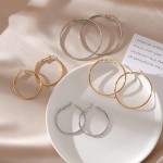 Elegant Gold Silver Plated Smooth Round Circle Big Hoop Earrings Women Size cm Stainless Steel Jewelry Accessories Gifts