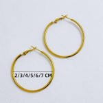 Elegant Gold Silver Plated Smooth Round Circle Big Hoop Earrings Women Size cm Stainless Steel Jewelry Accessories Gifts