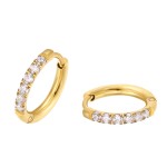Stylish 1PC Wire Diameter 1.6 2.5mm 316 Stainless Steel Hoop Earrings Zircon No Fade Allergy Classical Brief Style IP Plating