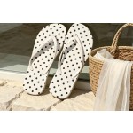 Professional Women Black White Polka Dot Flip Flops Lightweight Non Slip Summer Beach Vacation Slide Sandals Korean Style Outdoor Thong Sli