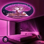 Rechargeable Portable Tree Life Atmosphere Projector Light Featuring Panels USB Powered Ceiling Room Night Ambiance