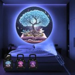 Rechargeable Portable Tree Life Atmosphere Projector Light Featuring Panels USB Powered Ceiling Room Night Ambiance