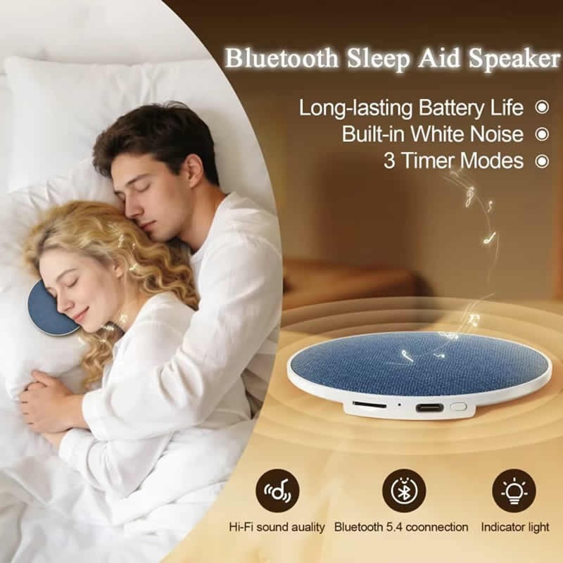 Secure Grip KEBIDU Bluetooth 5.4 Sleep Aid Speaker Mini Pillow Side Music Player High Dynamic HiFi Stere Sound