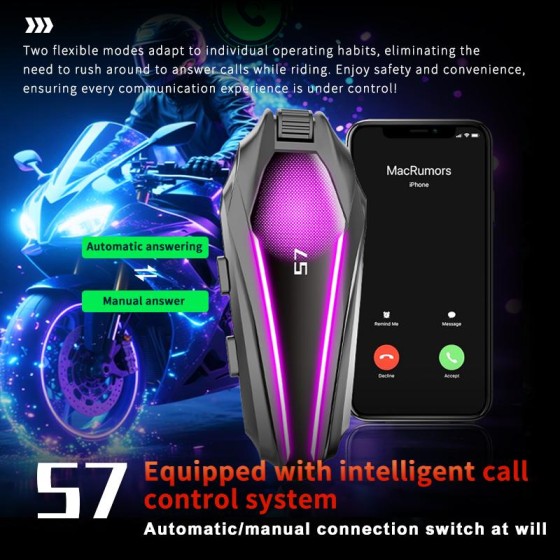 Fast Charging S7 Pro Motorcycle Helmet Bluetooth Headset Long Battery Life High-Quality Sound Waterproof Noise Cancellation Riding