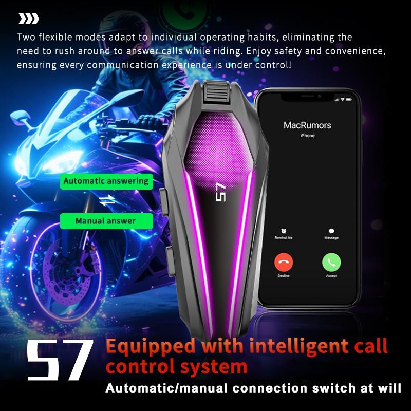 Fast Charging S7 Pro Motorcycle Helmet Bluetooth Headset Long Battery Life High-Quality Sound Waterproof Noise Cancellation Riding