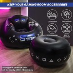 Multi-functional Creative Esports Game Inflatable Circular Sofa Chair Cup Holder Side Pockets Music Karaoke Black Bean Bag