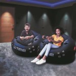 Multi-functional Creative Esports Game Inflatable Circular Sofa Chair Cup Holder Side Pockets Music Karaoke Black Bean Bag