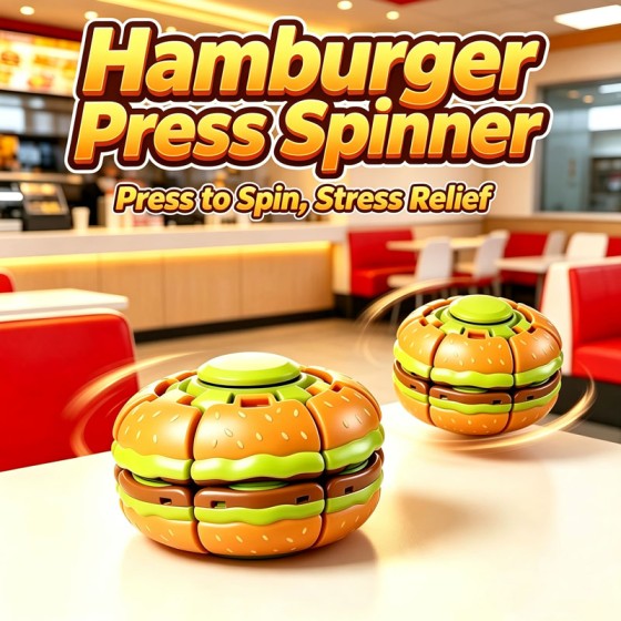 Pocket-sized Arrival Hamburger Hand Rotating Gyroscope Puzzle Ball Stress Sensory Educational Smooth Relief Toy
