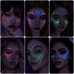 Premium Glow Dark Halloween Disposable Tattoo Luminous Tricolor Temporary Tattoos Photo Props DIY Face