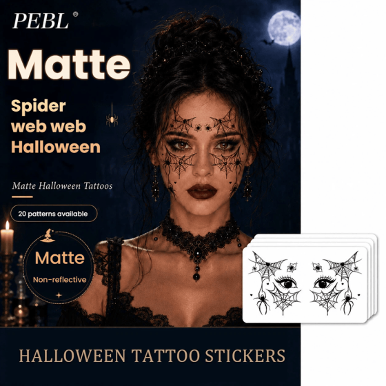 Vibrant Halloween Eyebrow Stickers Spider Web Tattoo Body Makeup Waterproof Temporary Fake