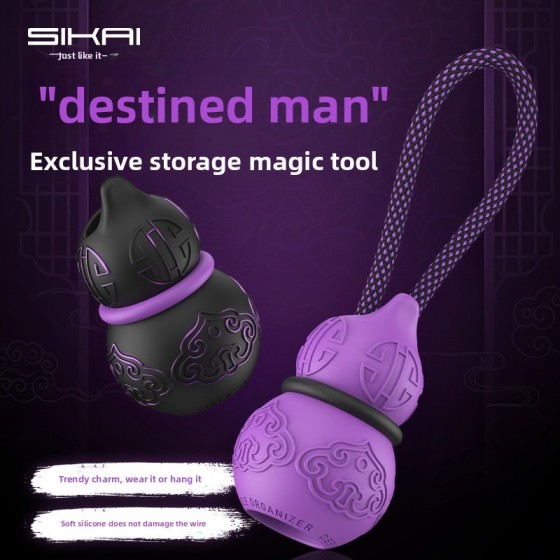 Foldable Portable Black Myth Gourd Keychain Charging Cable Short Fast Dual Type‑C Cord Lanyard Compatible Mobile PhoneTravel
