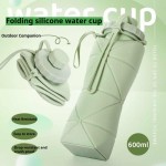 Moisture-proof 600ml Reusable Silicone Collapsible Water Bottle Large Capacity Portable Drinking Cup Gym Cycling Hiking Outdoor Activities