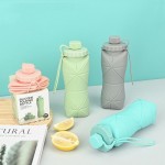 Moisture-proof 600ml Reusable Silicone Collapsible Water Bottle Large Capacity Portable Drinking Cup Gym Cycling Hiking Outdoor Activities