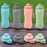 Moisture-proof 600ml Reusable Silicone Collapsible Water Bottle Large Capacity Portable Drinking Cup Gym Cycling Hiking Outdoor Activities