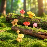 Premium Mini Resin Mushroom Ornaments Micro Landscape Decor Dollhouse Miniature Model Fairy Moss Garden Diy Bonsai