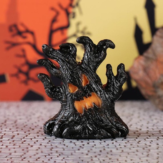 Durable Halloween Decoration Ghost Face Tree Stump Lantern LED Glowing Pumpkin Decor Festival Party Atmosphere Horror