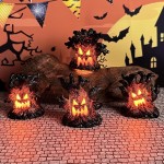 Durable Halloween Decoration Ghost Face Tree Stump Lantern LED Glowing Pumpkin Decor Festival Party Atmosphere Horror