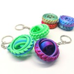 Compact 3D Printed Spinning Gyro Keychain Colorful Toy Stress Relief Anxiety Rotating Key Ring Backpack Car Decor Gift Reli