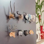 Weather Resistant Mini Head Figurine Decoration Pvc Set Elk Zebra Deer Wolf Tiger Wall Sculpture Refrigerator