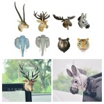 Weather Resistant Mini Head Figurine Decoration Pvc Set Elk Zebra Deer Wolf Tiger Wall Sculpture Refrigerator