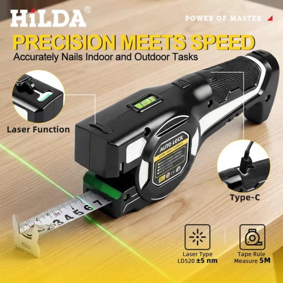 Waterproof 2-in-1 Ray Rangefinder Tape Measure Infrared Steel Indoor Measuring Instrument Crosshair Decoration